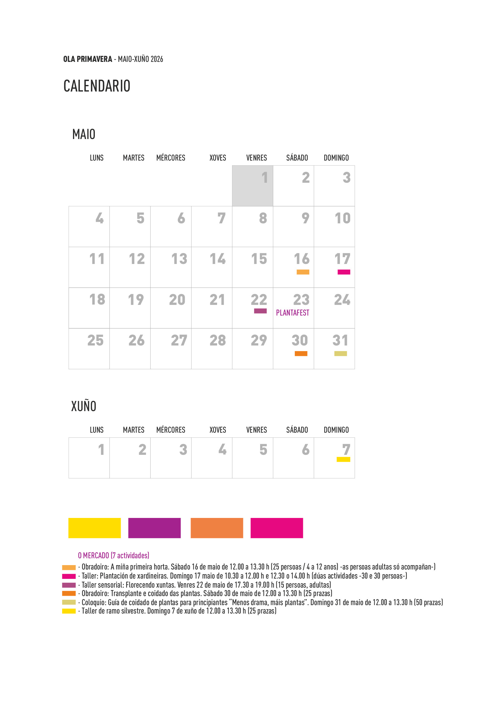 CALENDARIO OLA PRIMAVERA 2026