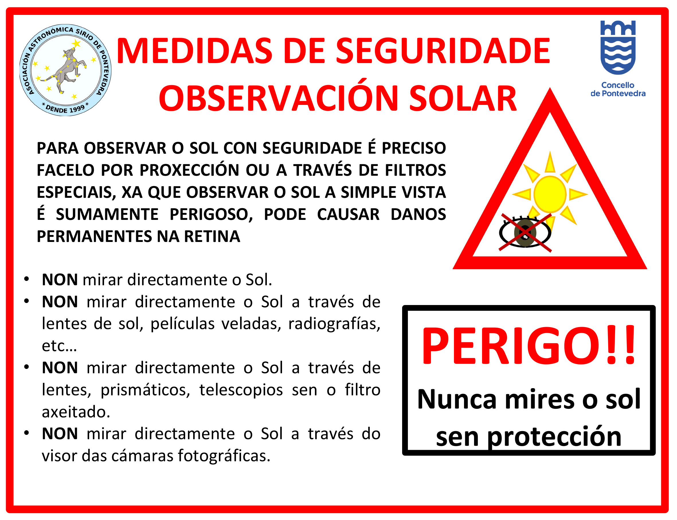 MEDIDAS DE SEGURIDADE OBSERVACION SOLAR